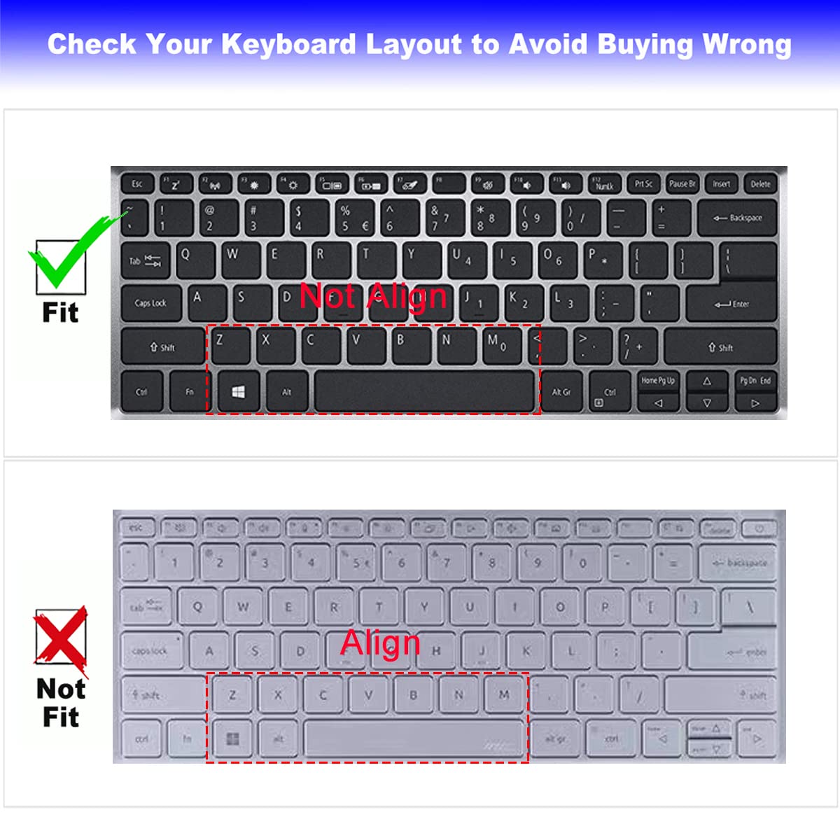 Acer Swift 3/5/1 & Spin 3/5 Keyboard Cover - Compatible with 14