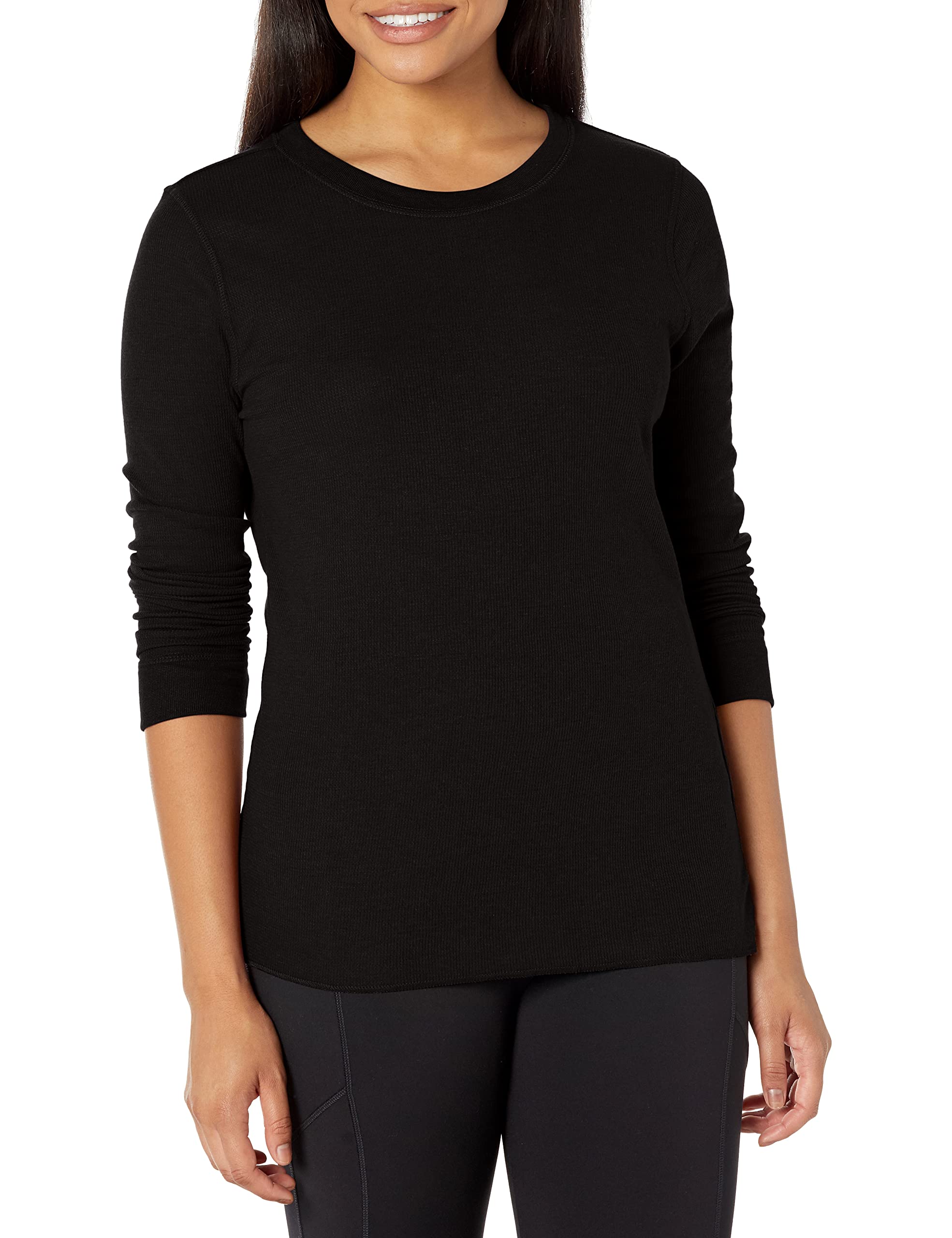 Fruit of the Loom Women's Micro Waffle Premium Thermal Underwear Tee Shirt - Soft Warm Long Sleeve Base Layer for Winter, Cold Weather & Outdoor Activities