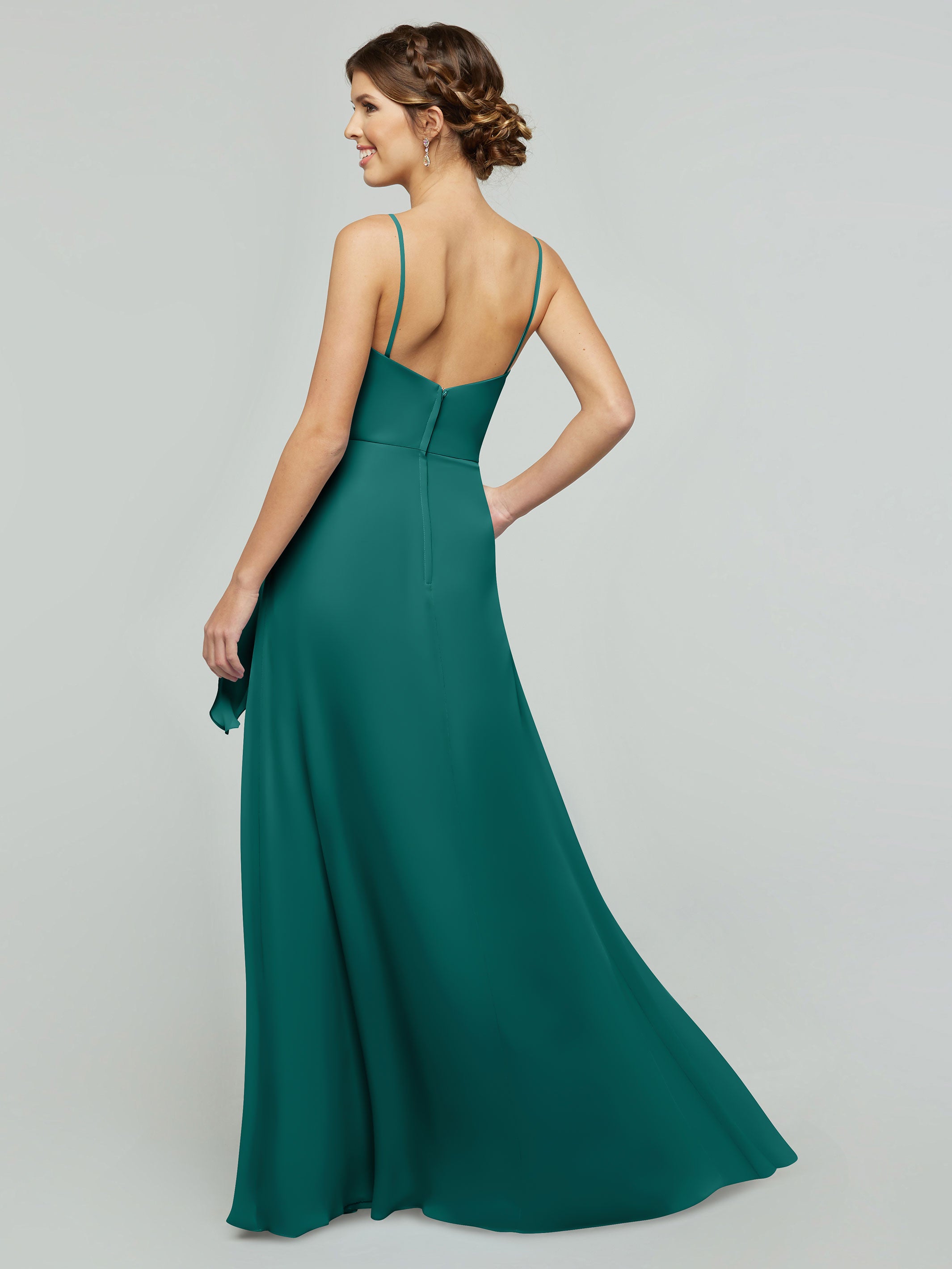 Elegant 80182 Chiffon A-Line Bridesmaid Dress with V-Neck & Spaghetti Straps - Perfect for Weddings, Prom & Formal Events