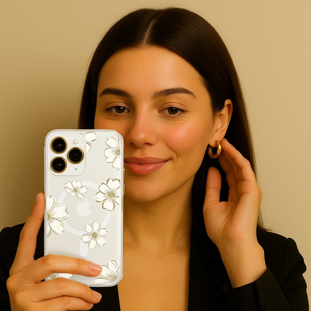 MagSafe iPhone 16e Gold Pattern Clear Case - Shockproof Protective Cover for iPhone 16e with Magnetic Alignment - Perfect for Work, Travel & Everyday Use