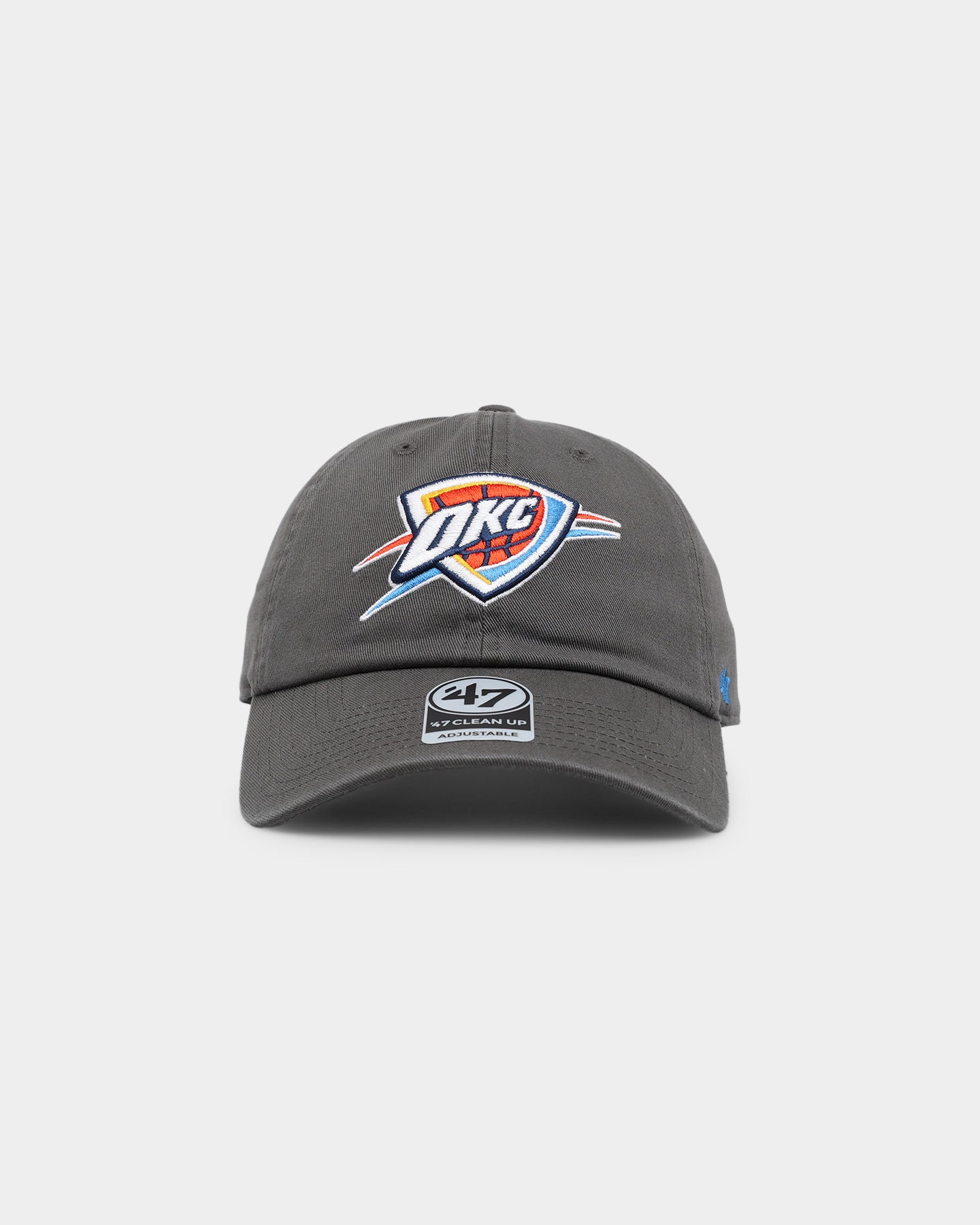 47 Brand Oklahoma City Thunder 47 Clean Up Strapback Charcoal Hat - NBA Basketball Fan Cap for Men & Women - Perfect for Games, Streetwear & Casual Outfits