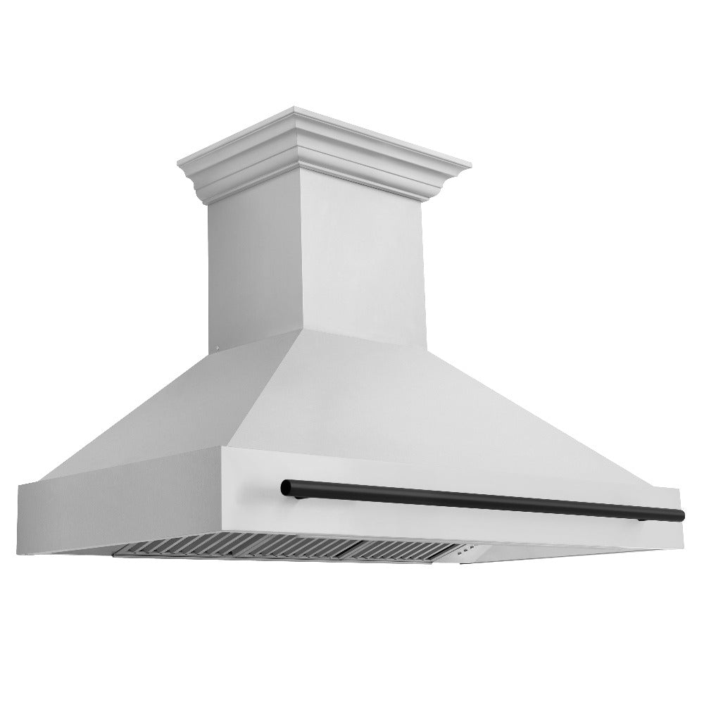 ZLINE Autograph Edition 48-inch Stainless Steel Dual Fuel Range Kitchen Package with Range Hood, Dishwasher & Refrigerator - Matte Black Accents & External Water Dispenser (4AKPR RARHDWM48 MB) | Premium Kitchen Appliances for Modern Homes & Professional Chefs