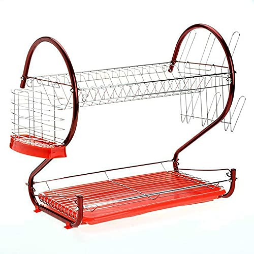 KHN 2-Tier Stainless Steel Dish Drying Rack - Space-Saving Kitchen Organizer for Cabinet, Pantry & Countertop Storage - Perfect for Small Kitchens and Efficient Dish Drying