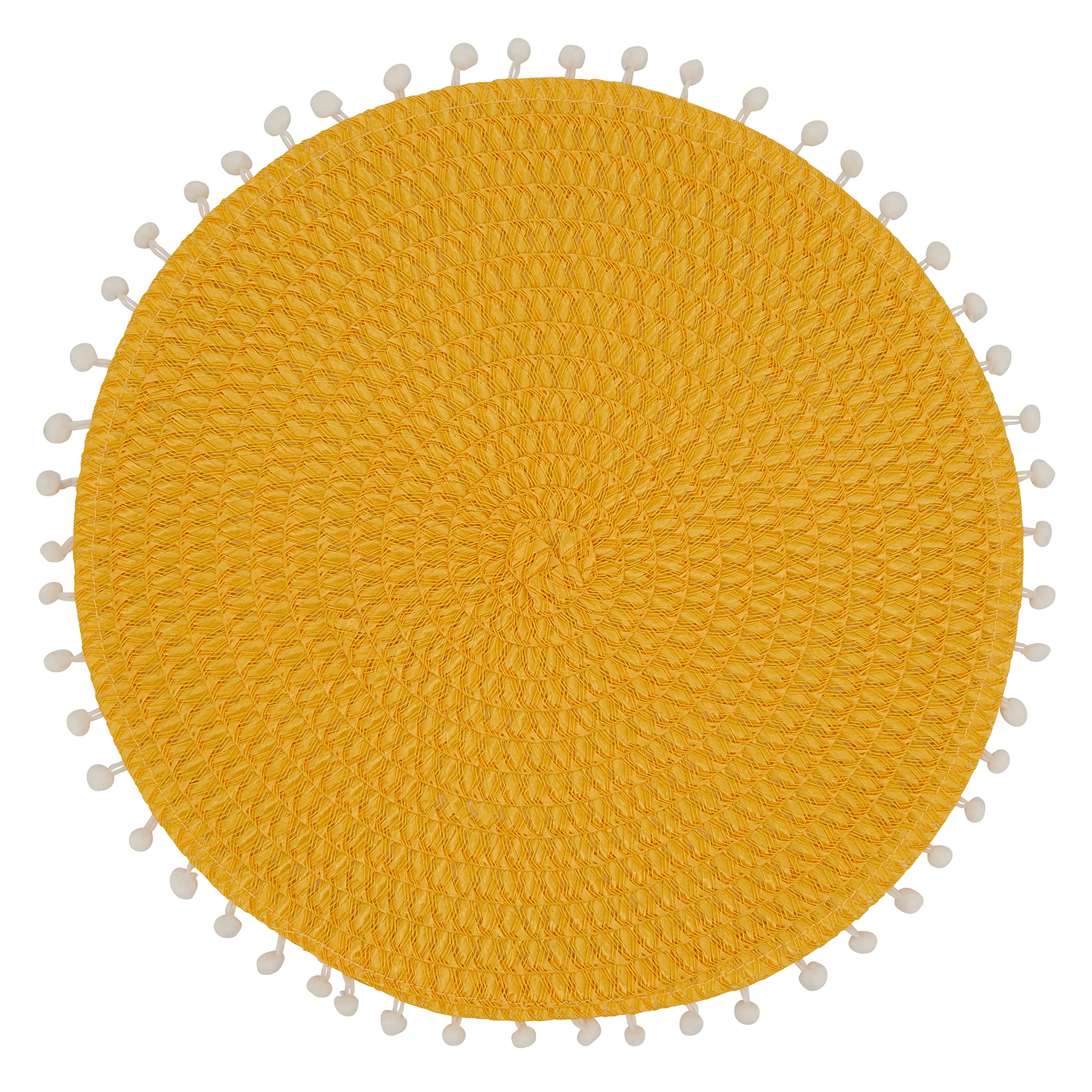 Pom Pom Design Placemats Set of 4 - Colorful Round Table Mats for Dining, Kitchen Decor, Party Table Setting & Home Decoration