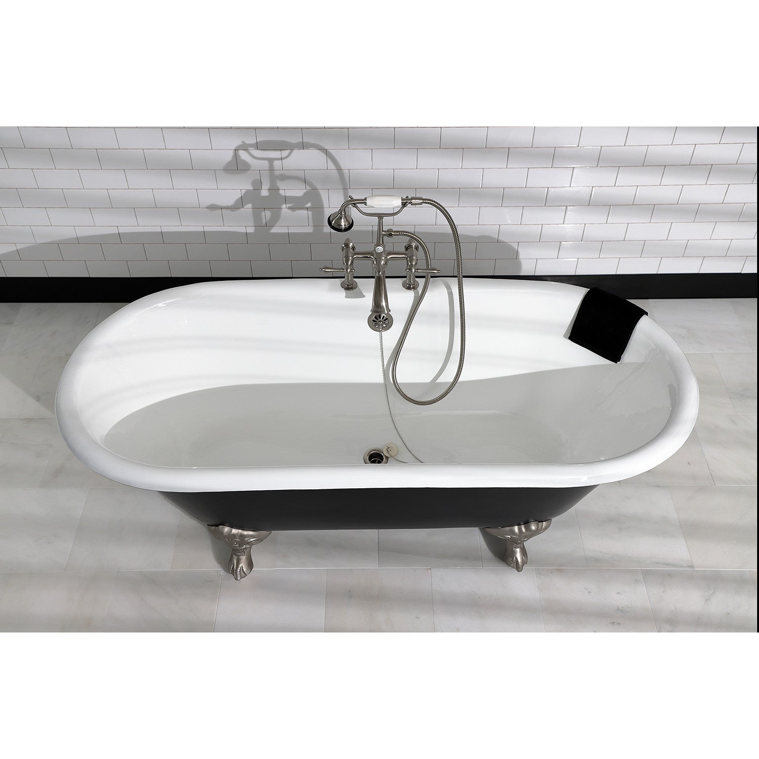Vintage Clawfoot Tub Faucet with Hand Shower - Brushed Nickel 3-Handle 2-Hole Deck Mount Bathroom Fixture for Classic & Modern Bathrooms | Perfect for Spa, Soaking & Relaxation