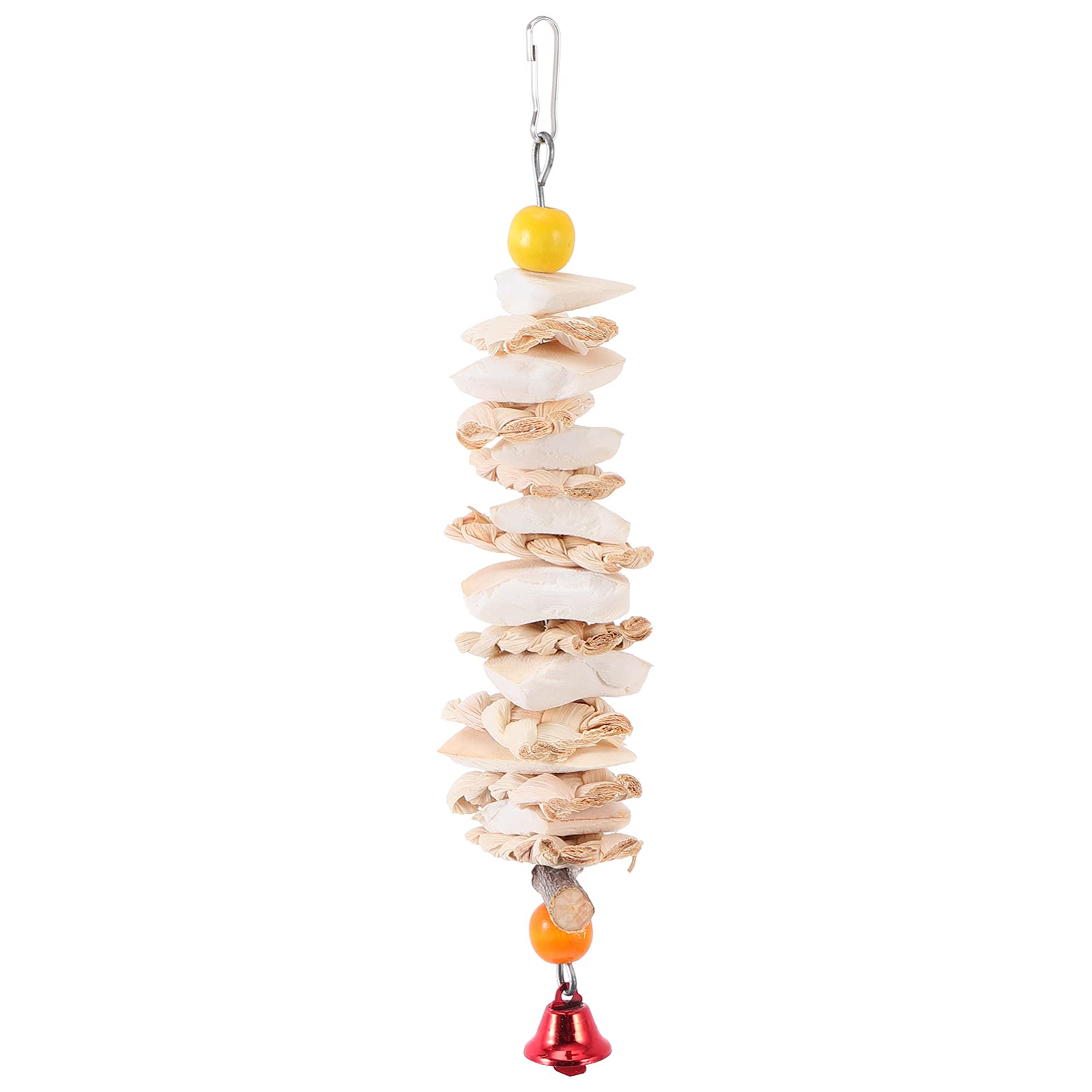 Hemobllo Cockatiel Chewing Toy with Bell & Cuttlebone - 25CM Hanging Bird Cage Accessories for Parakeets & Parrots - Ideal for Pet Training, Calcium Supplement, and Molar Health