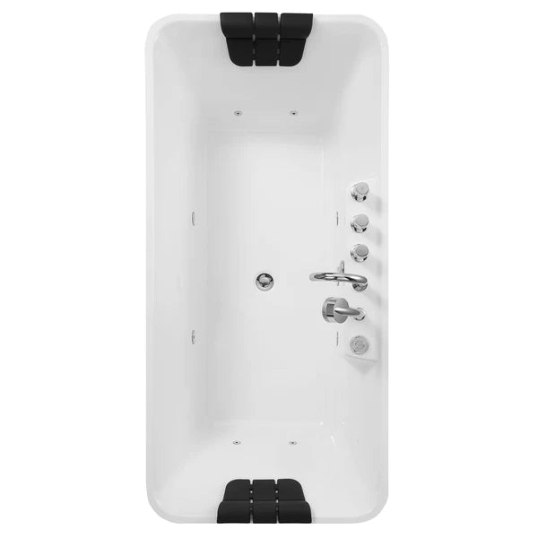 Empava 67 Inch Freestanding Hydromassage Jetted Bathtub - White Acrylic Soaking Tub with Air Jets (Model 67AIS16) | Perfect for Master Bathroom Relaxation & Spa-Like Experience at Home