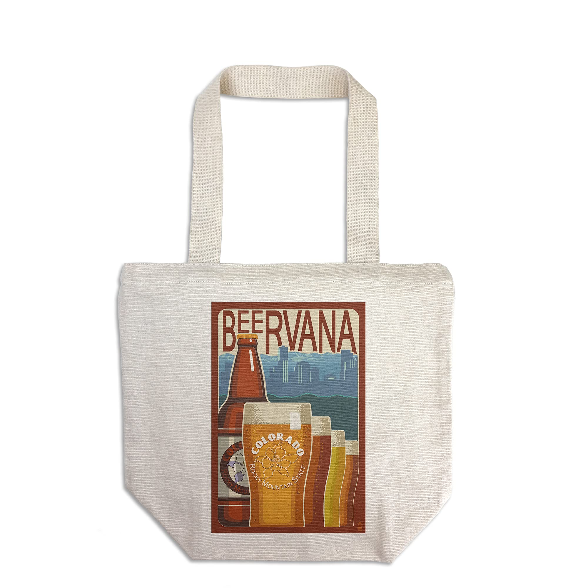 Lantern Press Colorado Beervana Vintage Sign - 100% Cotton Canvas Reusable Tote Bag for Shopping, Beach & Groceries | Eco-Friendly Shopping Bag