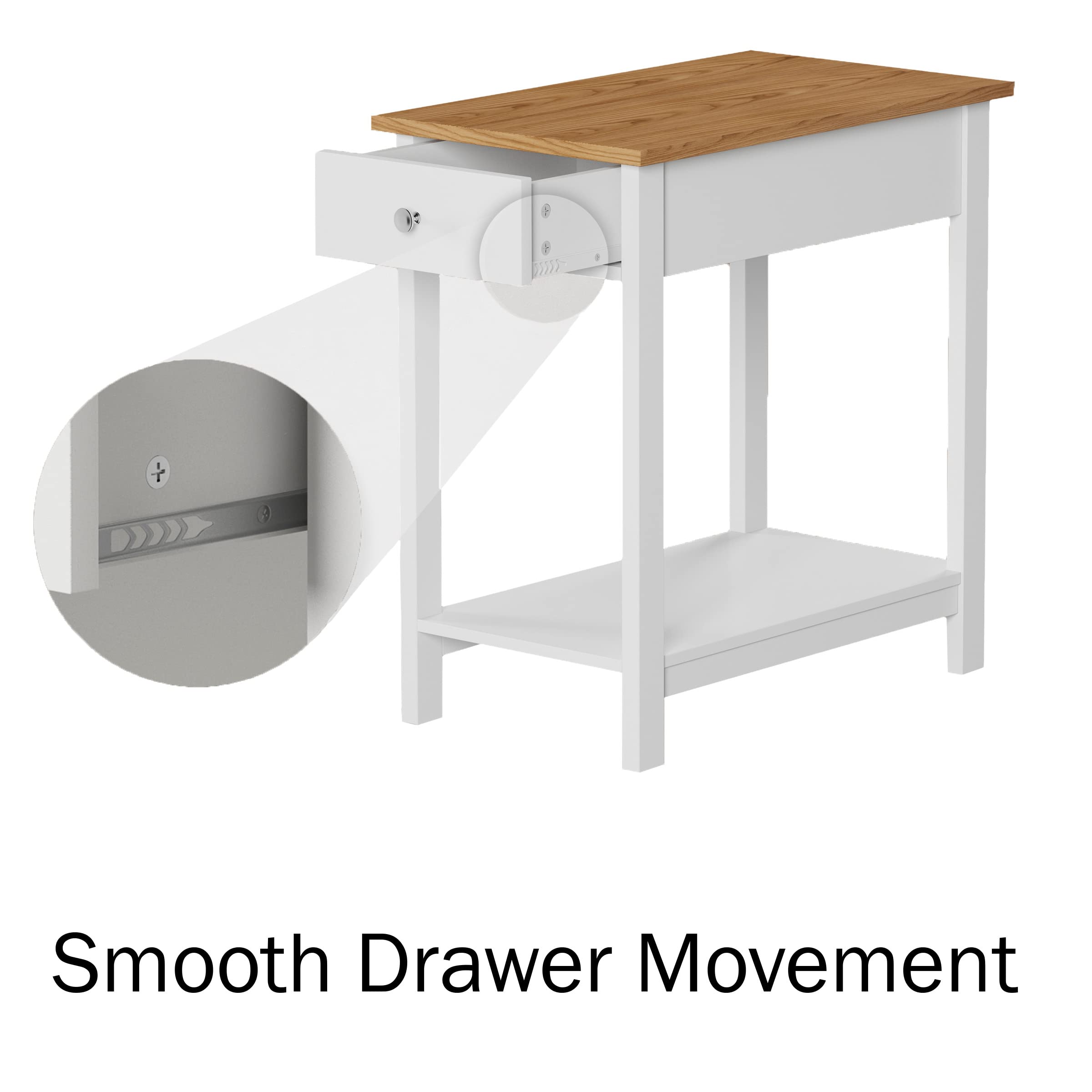 Lavish Home Side Table Set of 2 - Small Nightstand with Drawer & Open Shelf - Traditional Style Bedroom & Living Room Furniture - White - Perfect as Bedside Tables, End Tables, or Accent Furniture for Home Decor