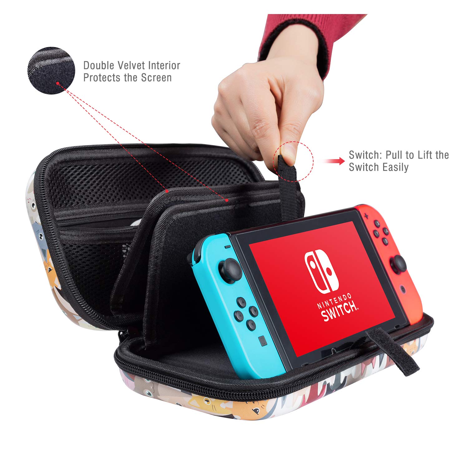 Lokigo Nintendo Switch OLED Case - Hard Shell Travel Carrying Case for Nintendo Switch & Switch OLED - Portable Pouch Bag with 16 Game Card Slots - Protective Cover for Boys & Girls - Perfect for Travel, Commuting & Gaming On-The-Go - Sunflower Design