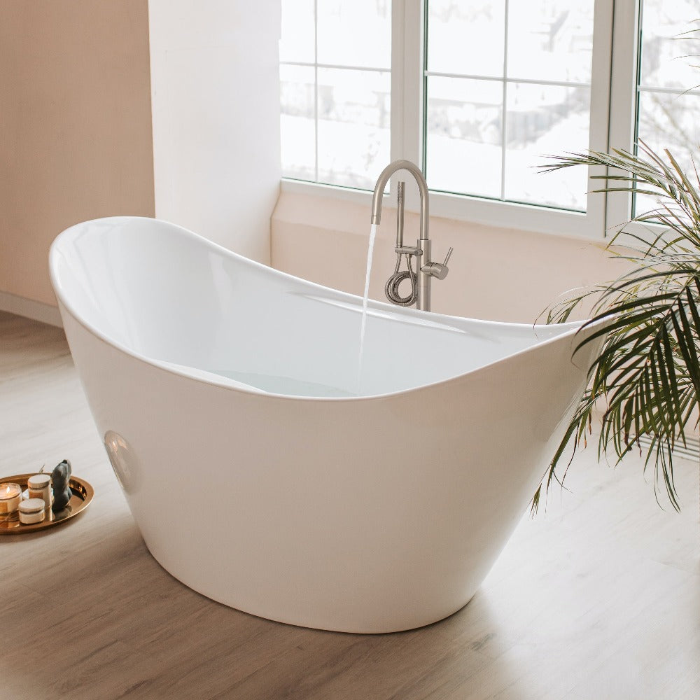 ZLINE Emerald Bay Bathtub Filler with Hand Shower in Brushed Nickel - Luxury Bathroom Faucet for Freestanding Tubs, Perfect for Spa-Like Relaxation at Home