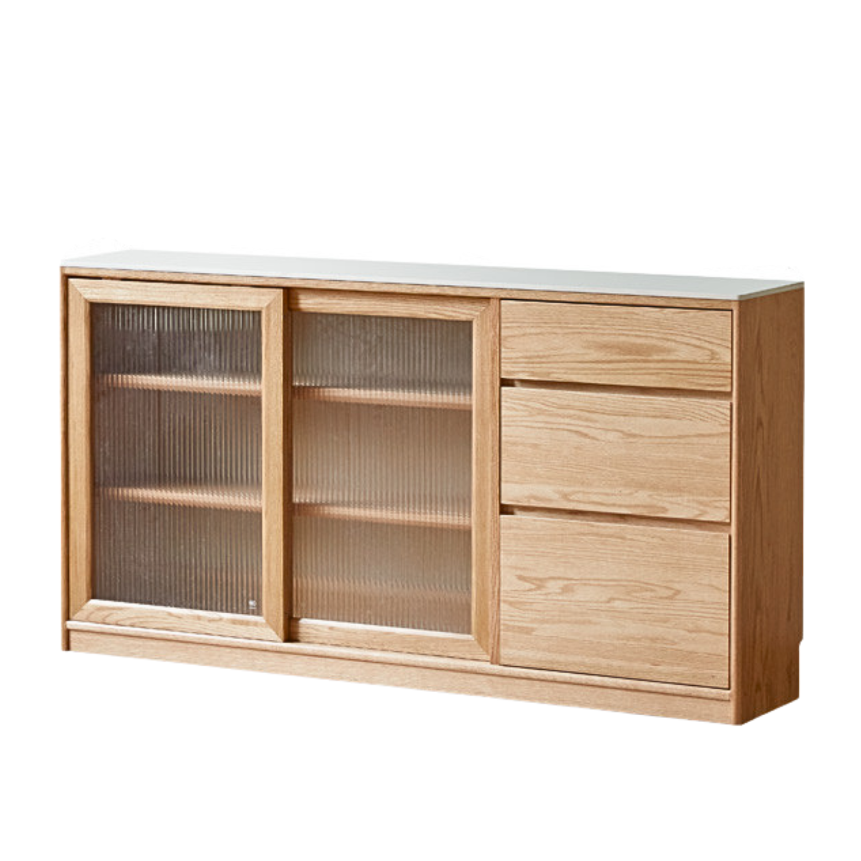 out of stock 59.1x11.8x33.9 inch / 150.4x30.2x86.2 cm/ Natural wood color/ rock board sideboard ivory white