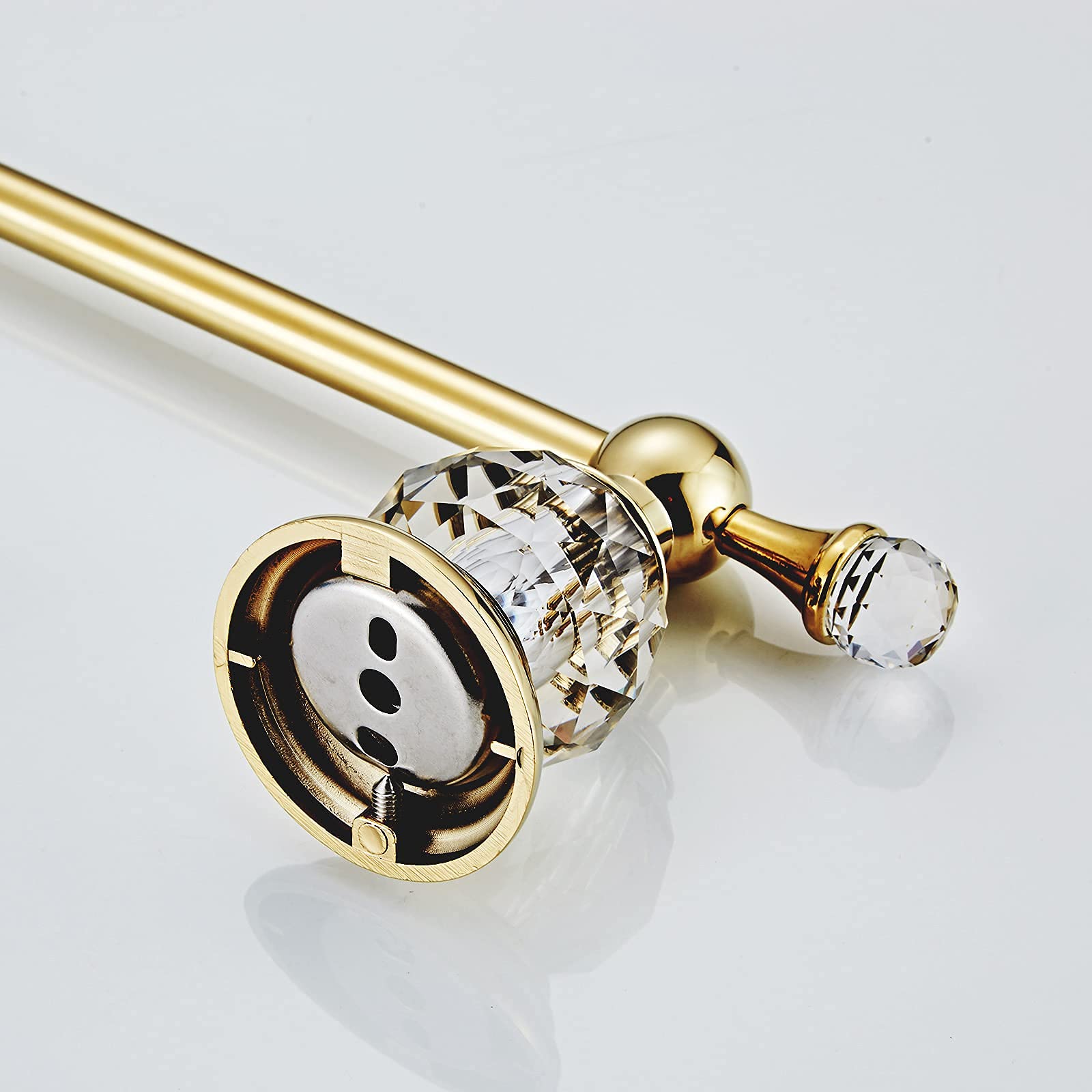 BATHSIR Crystal Toilet Paper Holder - Chrome & Gold Wall Mounted Tissue Roll Holder for Bathroom Decor | Elegant Bathroom Accessory for Home & Hotel Use