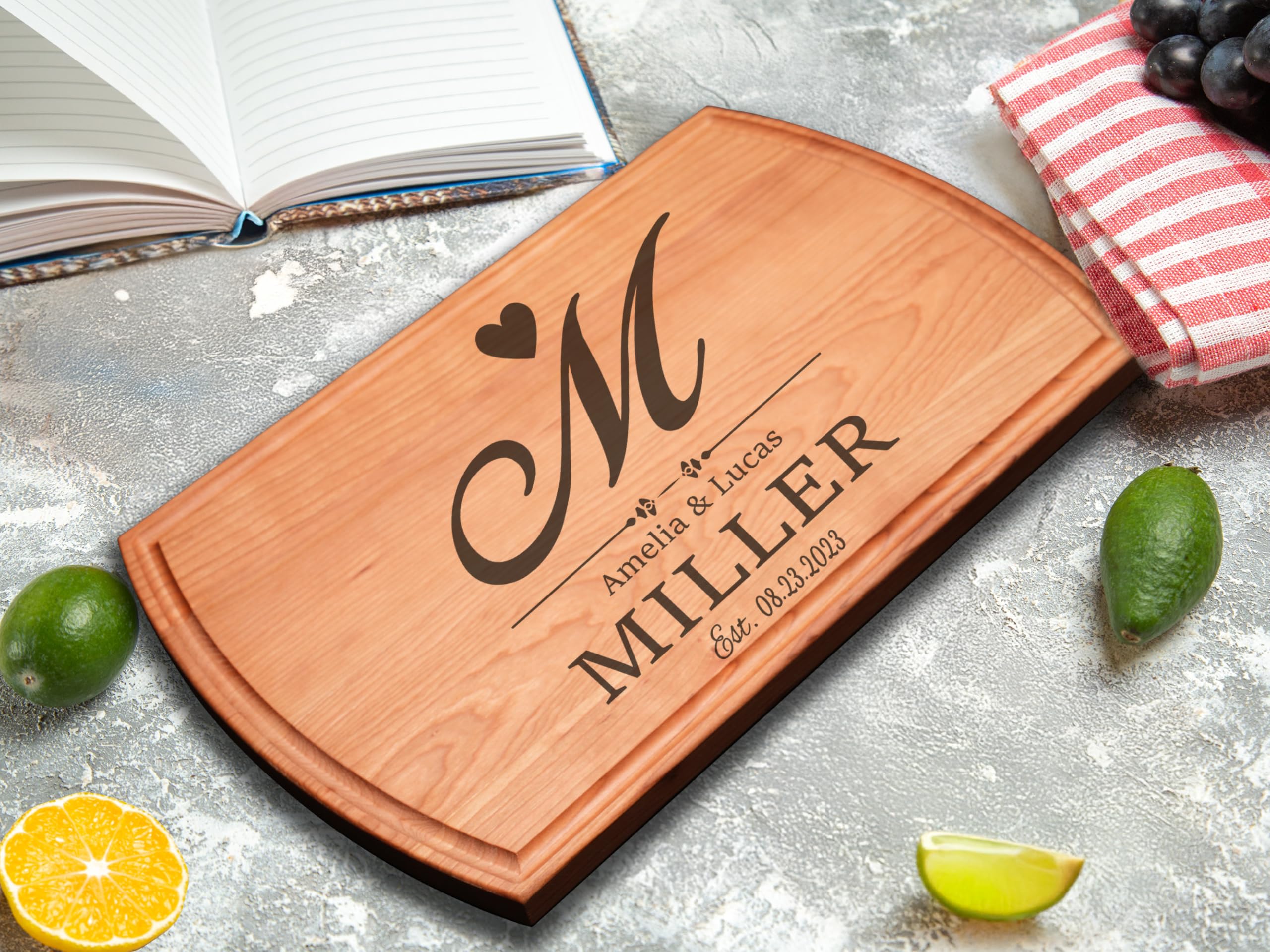 Personalized Engraved Wooden Cutting Board - Custom Wedding & Anniversary Gift for Couples - Charcuterie Cheese Board - Bridal Shower & Christmas Present - Perfect for Romantic Dinners & Housewarming Parties