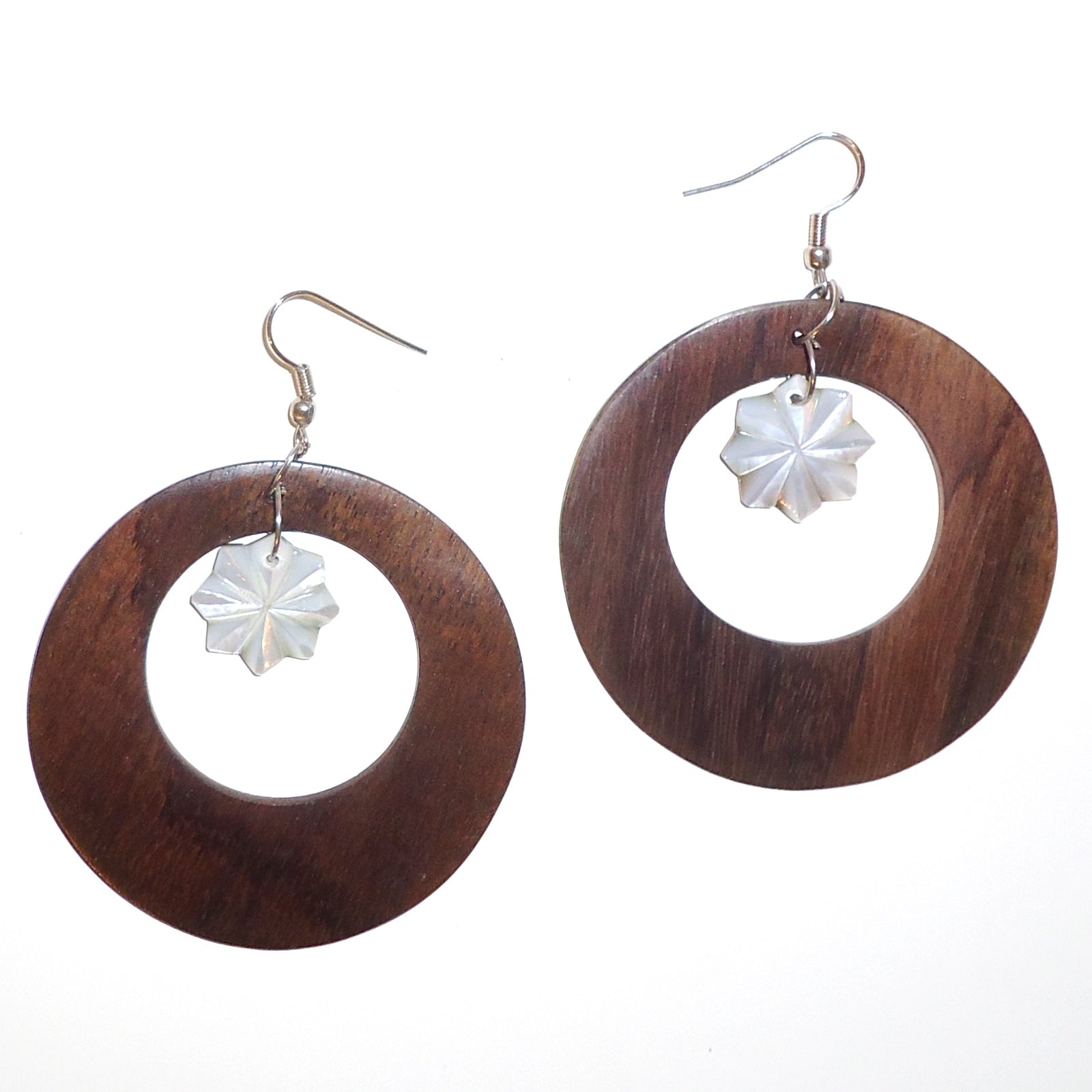 Exquisite Ebony & Shell Flower Earrings - Handcrafted Bohemian Jewelry for Women - Perfect for Weddings, Parties & Everyday Wear
