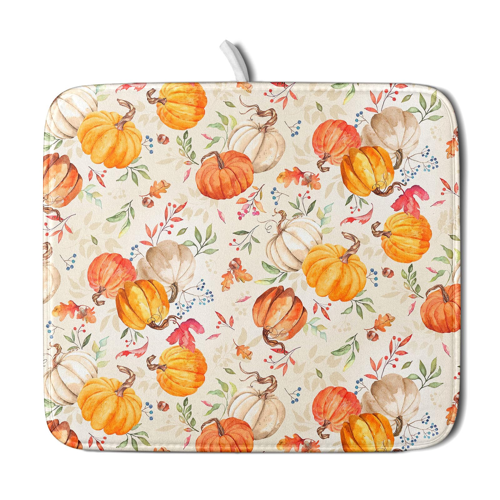 Fall Dish Drying Mat - Absorbent Reversible Microfiber 16x18 Inch for Kitchen & Coffee Bar