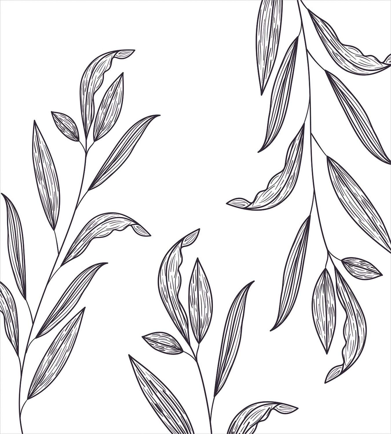 Ambesonne King Size Duvet Cover Set - 3 Piece Bedding with 2 Pillow Shams, Charcoal Grey & White Minimalist Tree Branches Design, Modern Printed Leaf Pattern for Master Bedroom Decor