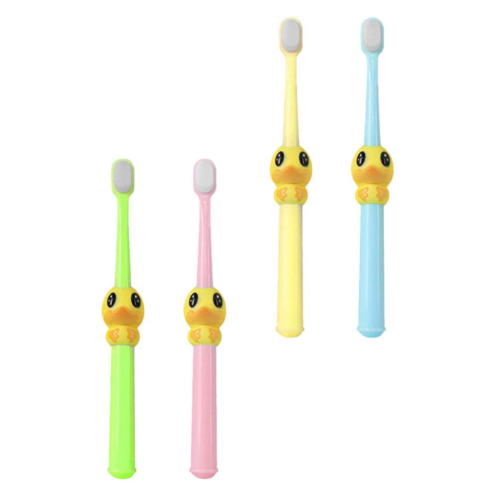 TOYANDONA 4-Pack Ultra Soft Toothbrushes with 10,000 Micro Nano Bristles - Gentle for Sensitive Gums, Cartoon Duck Design for Kids & Adults - Perfect for Travel, Home & Daily Oral Care