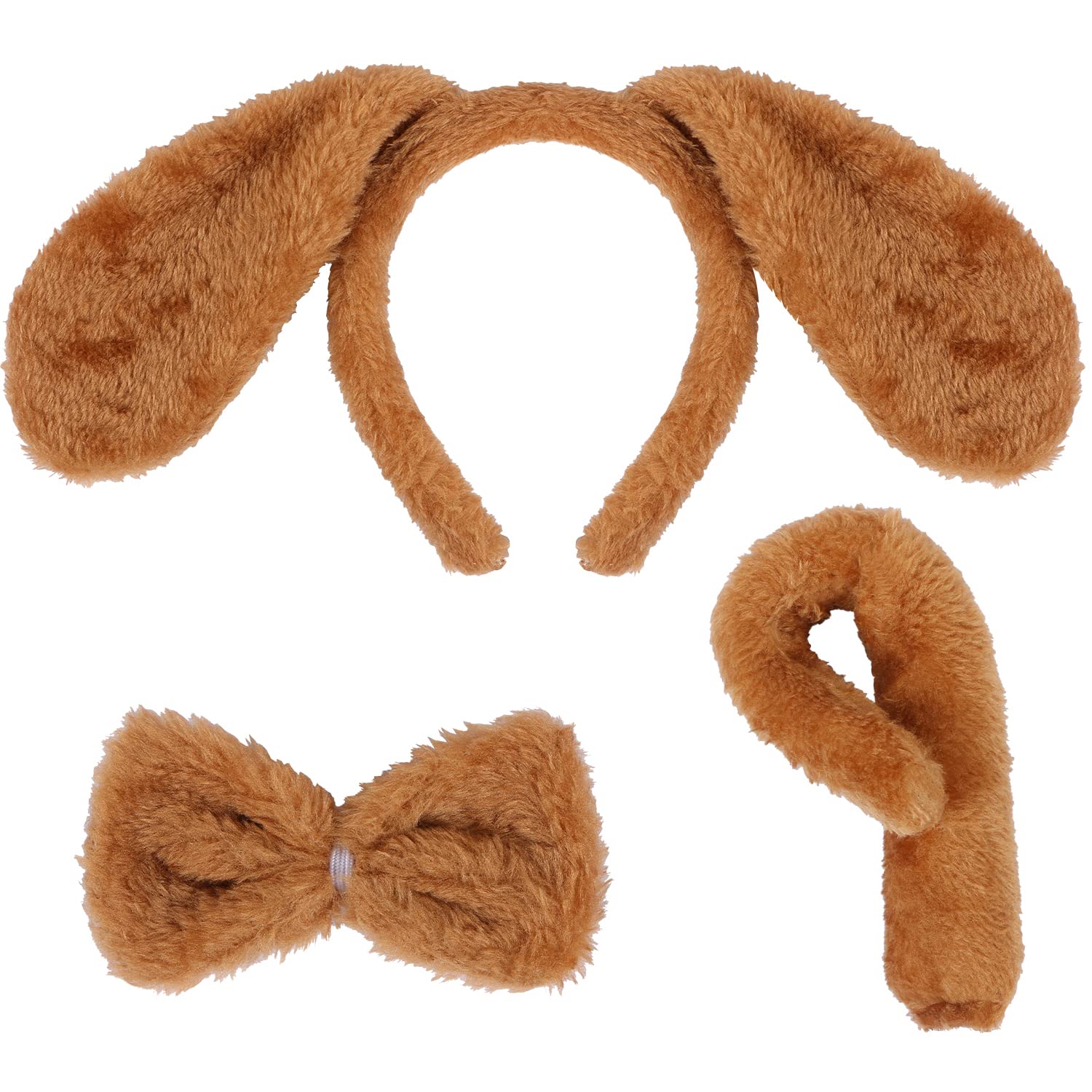 LIYDE Brown Dog Costume Set - Ears Headband, Tail & Bowtie for Halloween, Birthday, Christmas & Cosplay Parties | Pet Dress Up, Puppy Playtime & Themed Party Decorations