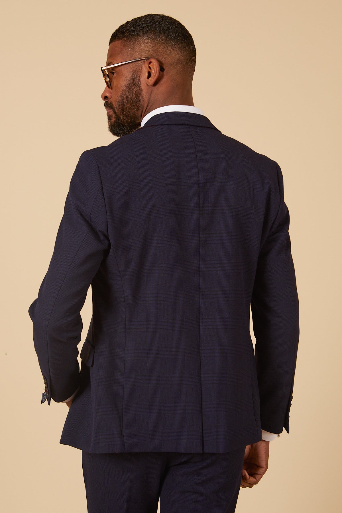 BROMLEY Navy Check Two Piece Suit - Cardiff City F.C. Inspired Outfit Worn by Will Fish | Premium Men's Formal Wear for Weddings, Business Meetings & Special Events
