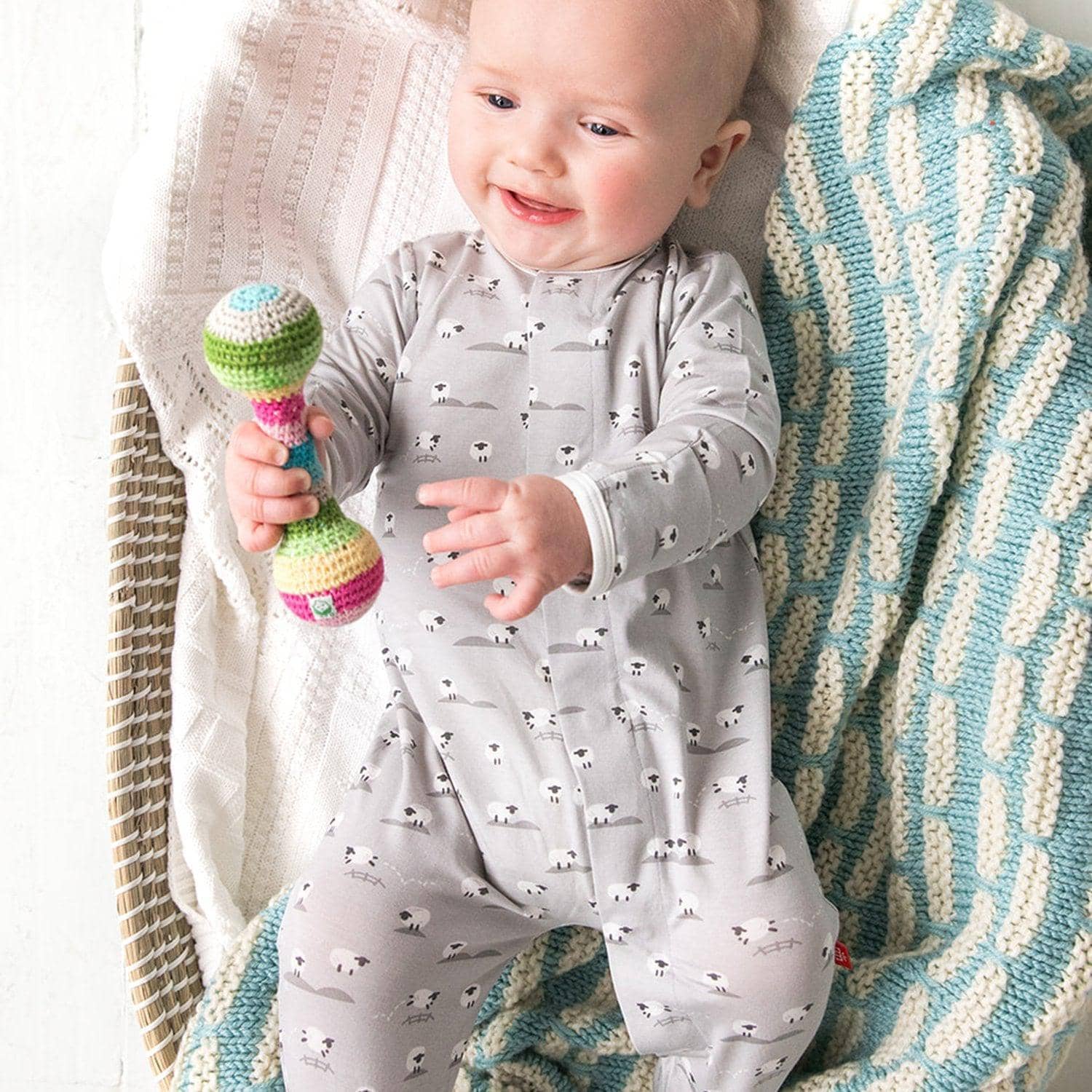 Soft Modal Magnetic Footie Pajamas for Babies - Baa Baa Baby Gray | Cozy Sleepwear for Newborns & Infants - Perfect for Bedtime & Nursery
