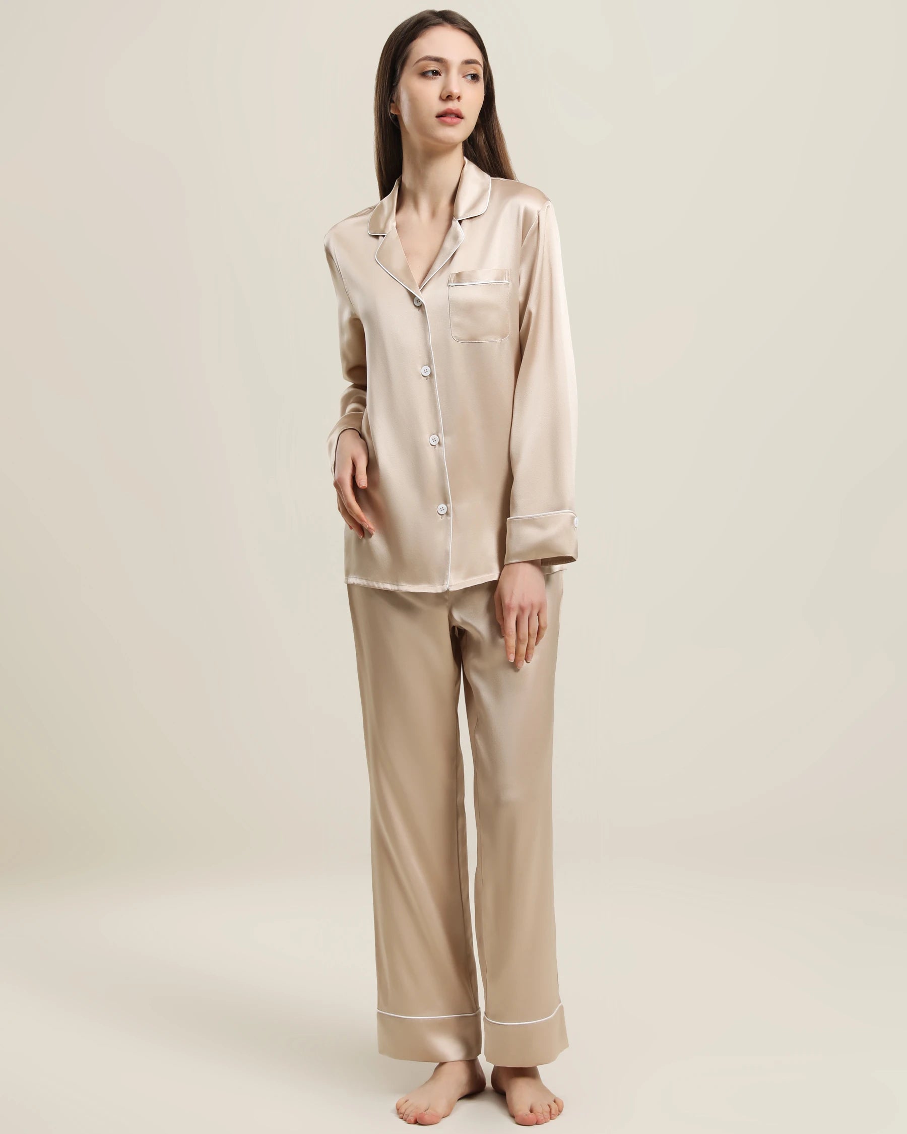 22 Momme Classic Silk Pajamas Set for Women - Luxurious 100% Mulberry Silk Sleepwear - Soft & Breathable Nightwear for Comfortable Sleep & Relaxation at Home