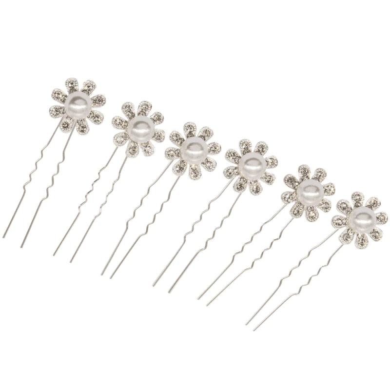 Elegant Crystal Flower Wedding Hair Pins - Bridal Hair Accessories for Bridesmaids, Prom & Special Occasions (Style 9764) | Perfect for Weddings, Parties & Formal Events