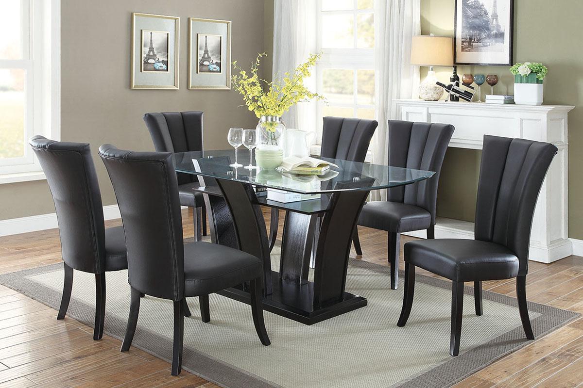 2-Piece Black Faux Leather Dining Chairs Set with Wide Flair Back - Modern Upholstered Side Chairs for Kitchen, Dining Room, or Office Seating
