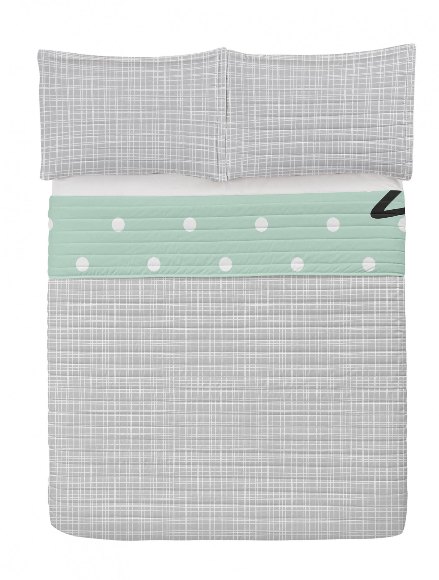 Ambesonne Koala Reversible King Size Bedspread Set - Mint Green Grey Pink Microfiber Comforter with Pillow Shams, Playful Polka Dot & Striped Hat Design - Perfect for Kids' Bedrooms, Nursery Decor, and Cozy Animal-Themed Bedding
