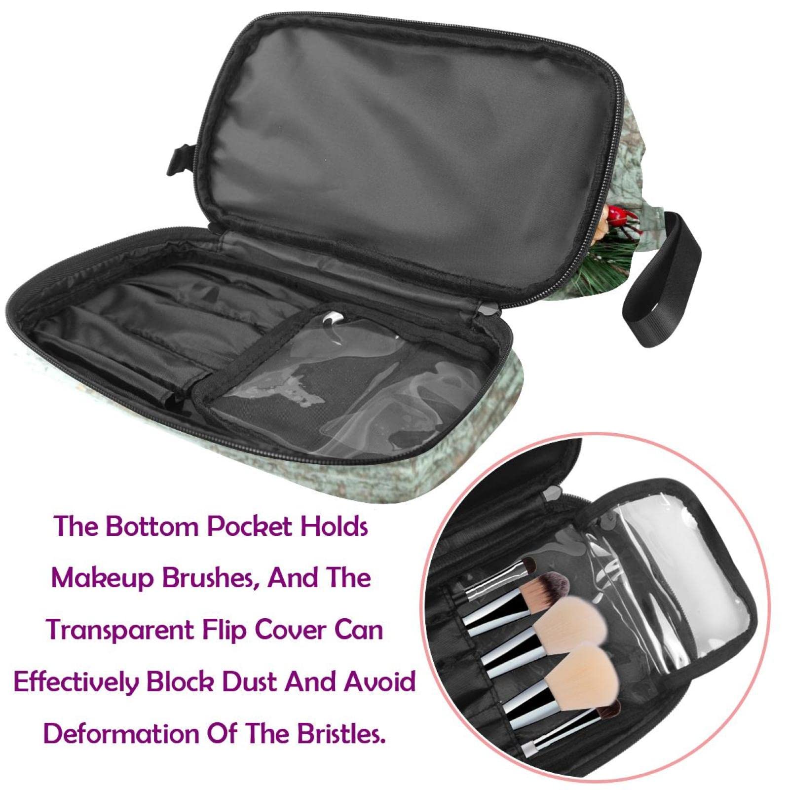 Large Travel Cosmetic Bag for Women - Christmas Snow Wood Makeup Organizer & Toiletry Pouch | Perfect for Holiday Gifts, Vacation Essentials, and Daily Beauty Storage