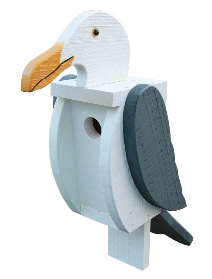 Amish Handmade Large Seagull Birdhouse - Durable Wooden Bird House for Outdoor Garden & Backyard Decoration