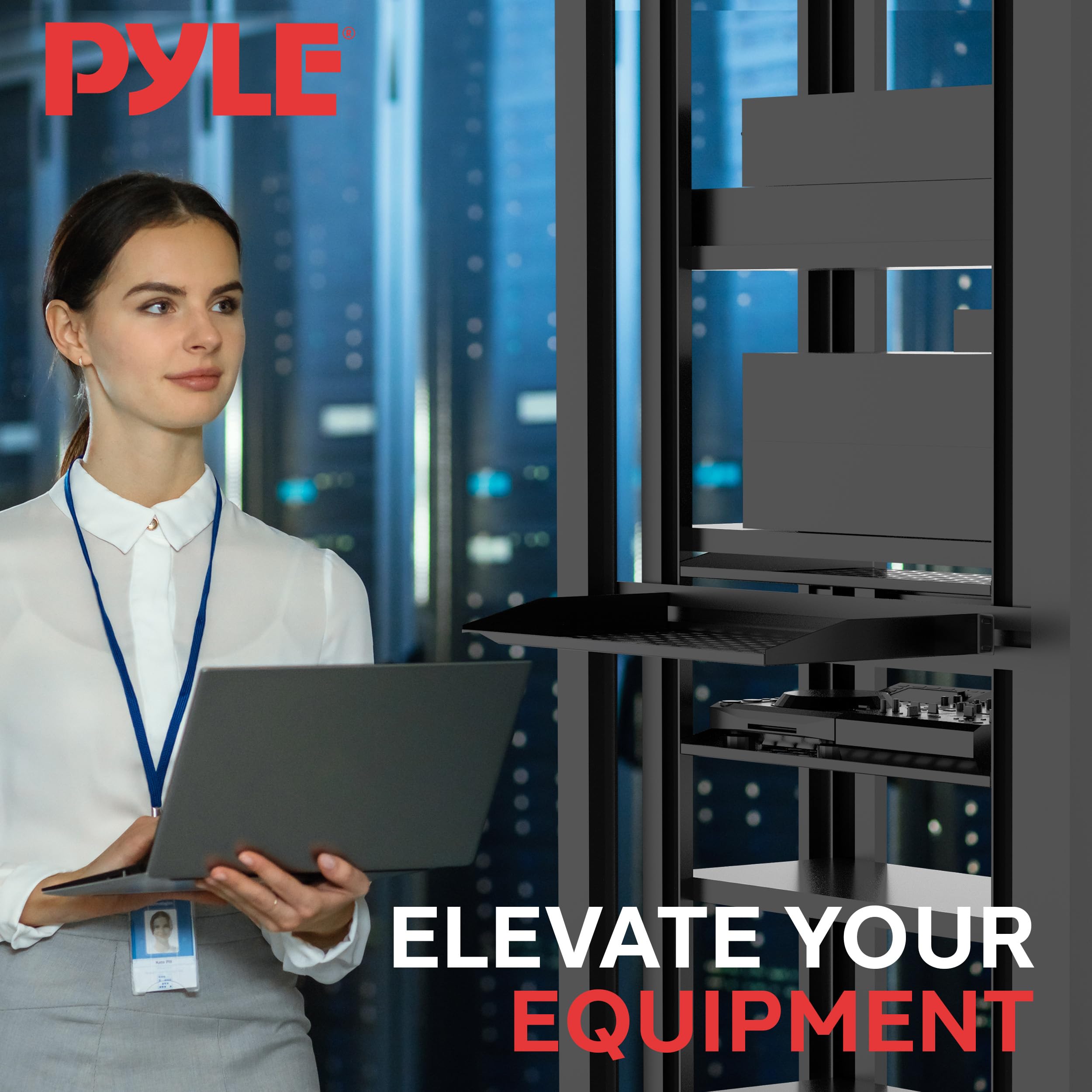 Pyle 19-Inch 1U Server Rack Shelf - 4 Pack Vented Metal Shelves for Optimal Airflow, Wall/Rack Mountable - Supports 110 lbs, 17