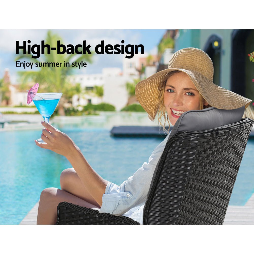 **Ella Outdoor Recliner Patio Chair - Adjustable Lounge Chair with Cushion, Black - Perfect for Backyard, Poolside, and Garden Relaxation**