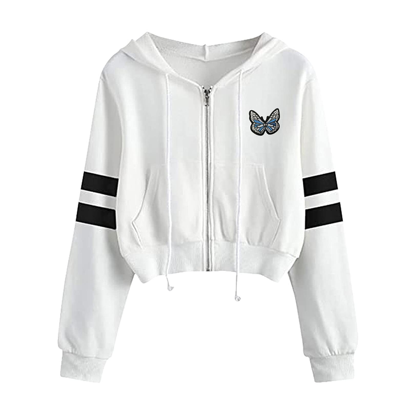 Cute Cat Ear Cropped Hoodie for Teen Girls & Women - Long Sleeve Pullover Sweatshirt with Drawstring | Casual Streetwear, Loungewear, and Outfit Layering
