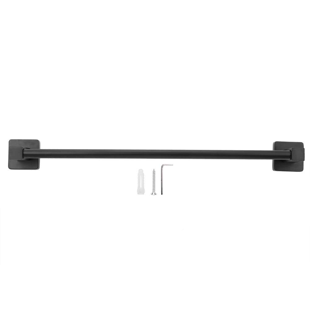 Jeanoko 50cm Stainless Steel Black Wall Mounted Towel Rack - Space Saving Bathroom & Kitchen Storage Shelf for Towels, Robes & Utensils - Perfect for Small Spaces, Apartments & Dorm Rooms