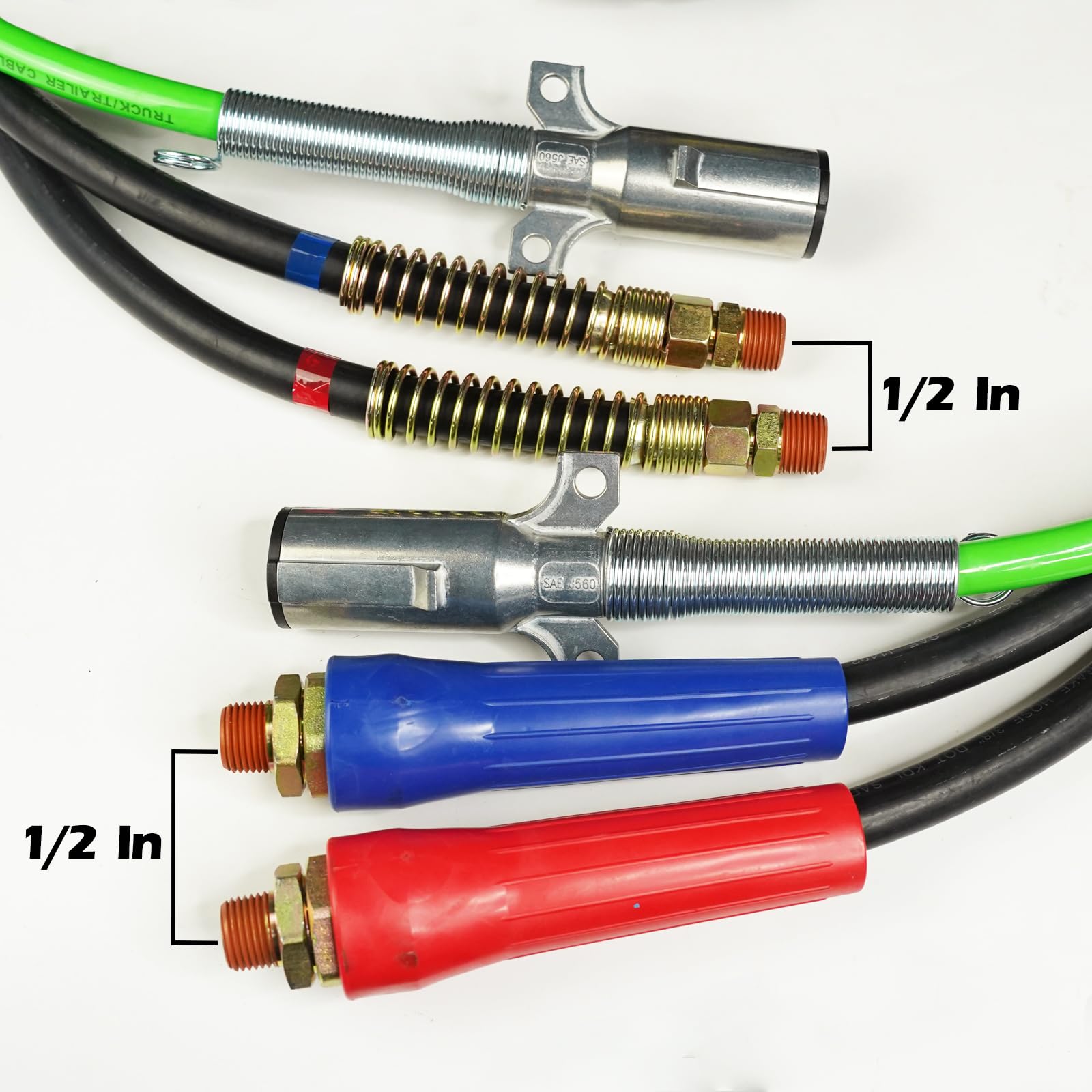 ANLULOAD 15ft 3-in-1 ABS Air Brake Lines Kit - 7 Way Air Power Line Hose Assemblies for Semi Trucks, Trailers & Tractors | Heavy-Duty Replacement for Reliable Braking Performance