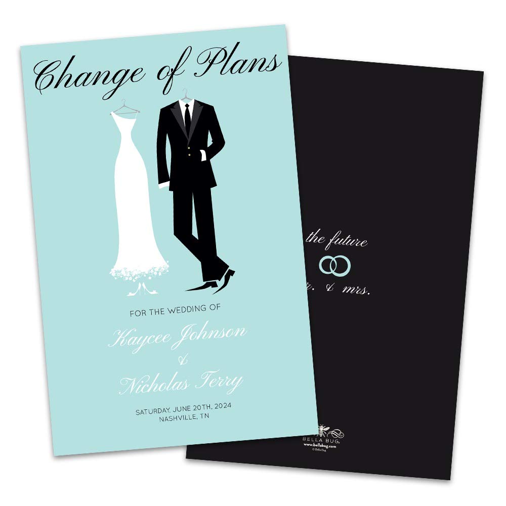 Custom Bride & Groom Change The Date Wedding Invitation Cards - Elegant Reschedule Announcement for Postponed Weddings & Special Events