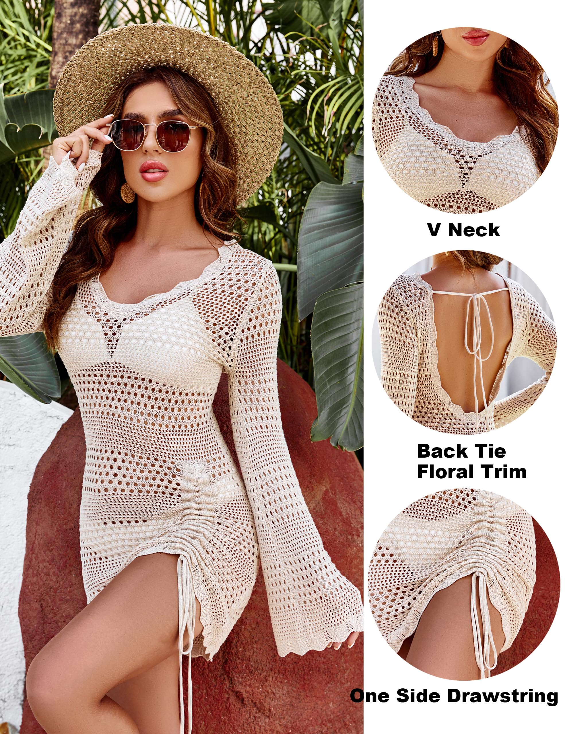 Blooming Jelly Women's Crochet Backless Swimsuit Cover Up - Lightweight Beach Dress for Pool, Vacation & Summer Outfits 2024