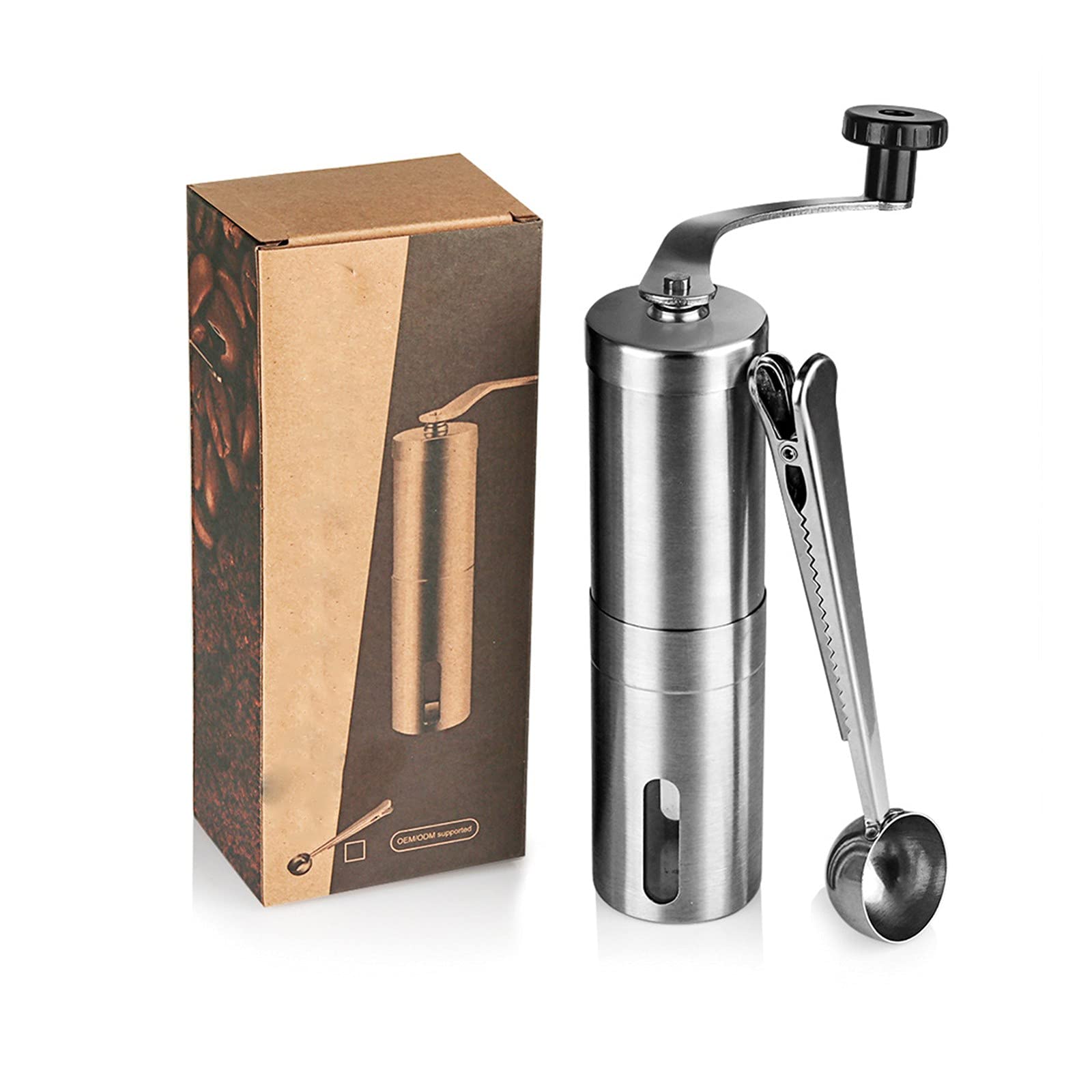 Premium Stainless Steel Manual Coffee Grinder - Conical Burr Mill for Precision Brewing, Portable Hand Crank Coffee Bean Grinder for Camping, Travel & Home Use