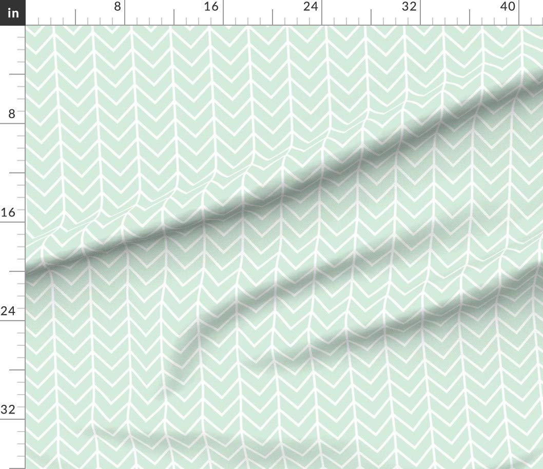 Mint Chevron Modern Nursery Fabric by Spoonflower - Printed on Petal Signature Cotton Fabric by The Yard - Perfect for Sewing, Quilting, Apparel, DIY Crafts & Home Decor - Ideal for Baby Rooms, Curtains & Throw Pillows