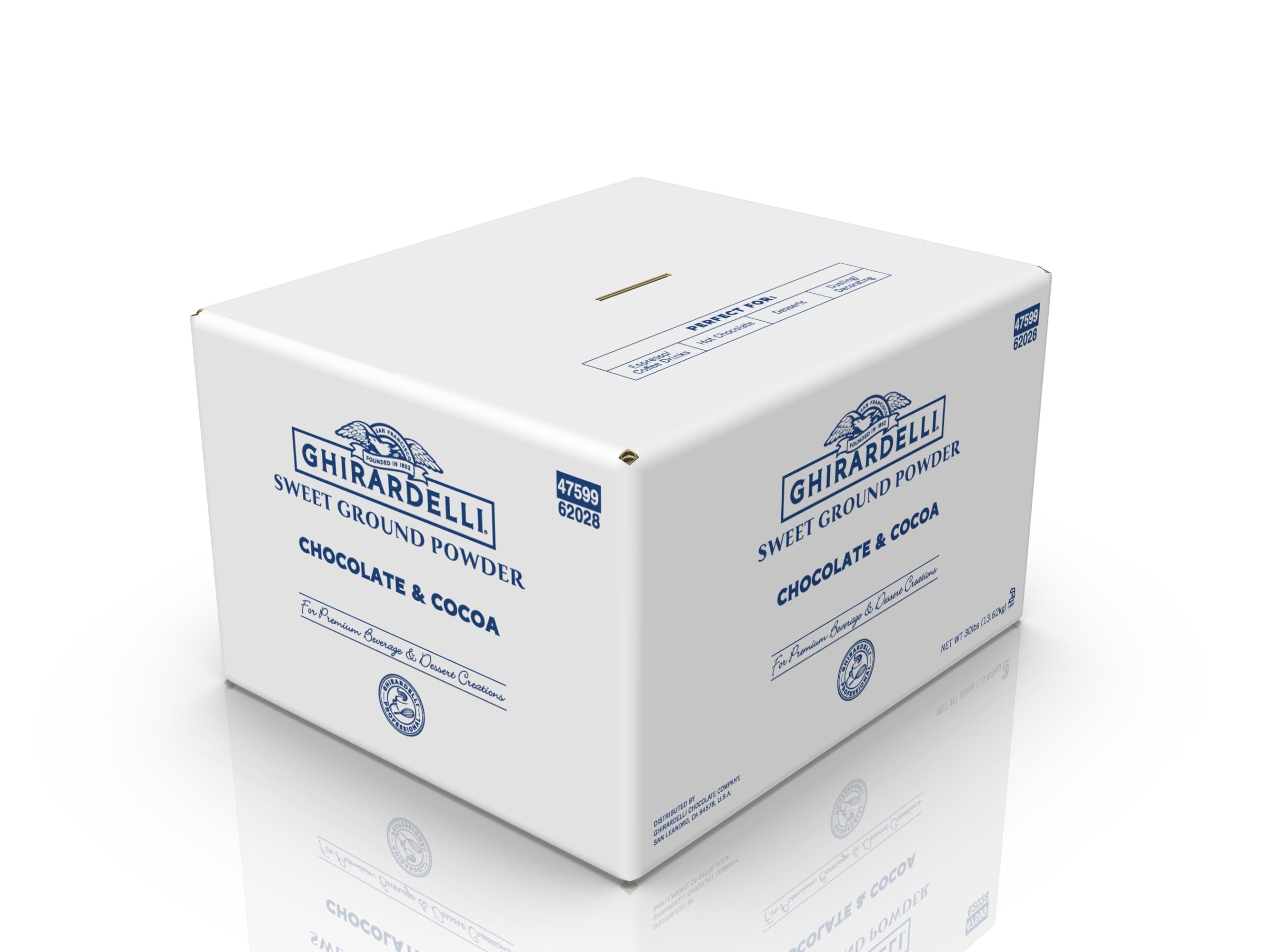 Ghirardelli Sweet Ground Chocolate & Cocoa Powder, 30 lb Bulk - Premium Baking Ingredient for Cakes, Cookies, Brownies & Hot Chocolate