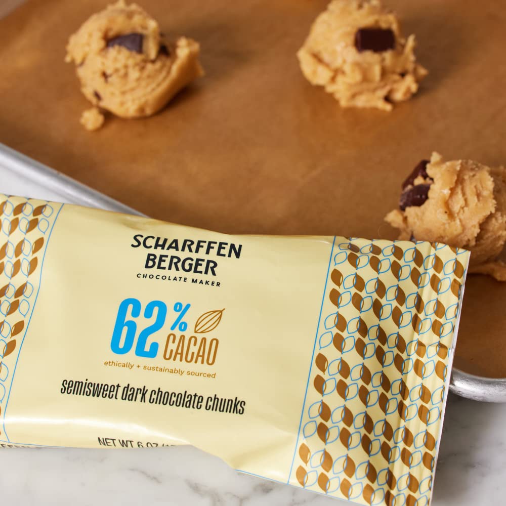 Scharffen Berger Semisweet Baking Chocolate Chunks, 6 Ounce (Pack of 5) - Perfect for Cookies, Brownies & Desserts