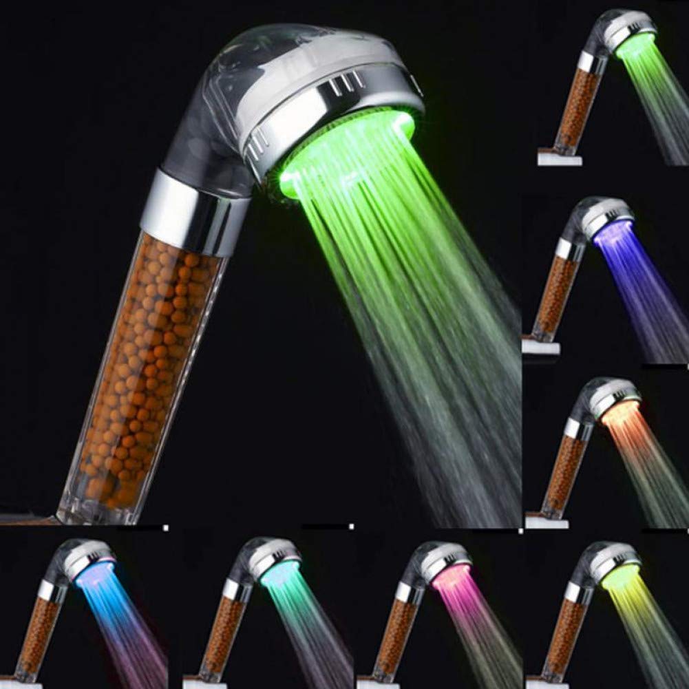 KXA LED Shower Head with 3/7 Adjustable Spray Modes - High Pressure Water Saving Filter for Bathroom, Handheld Showerhead - Perfect for Relaxing Showers & Water Conservation