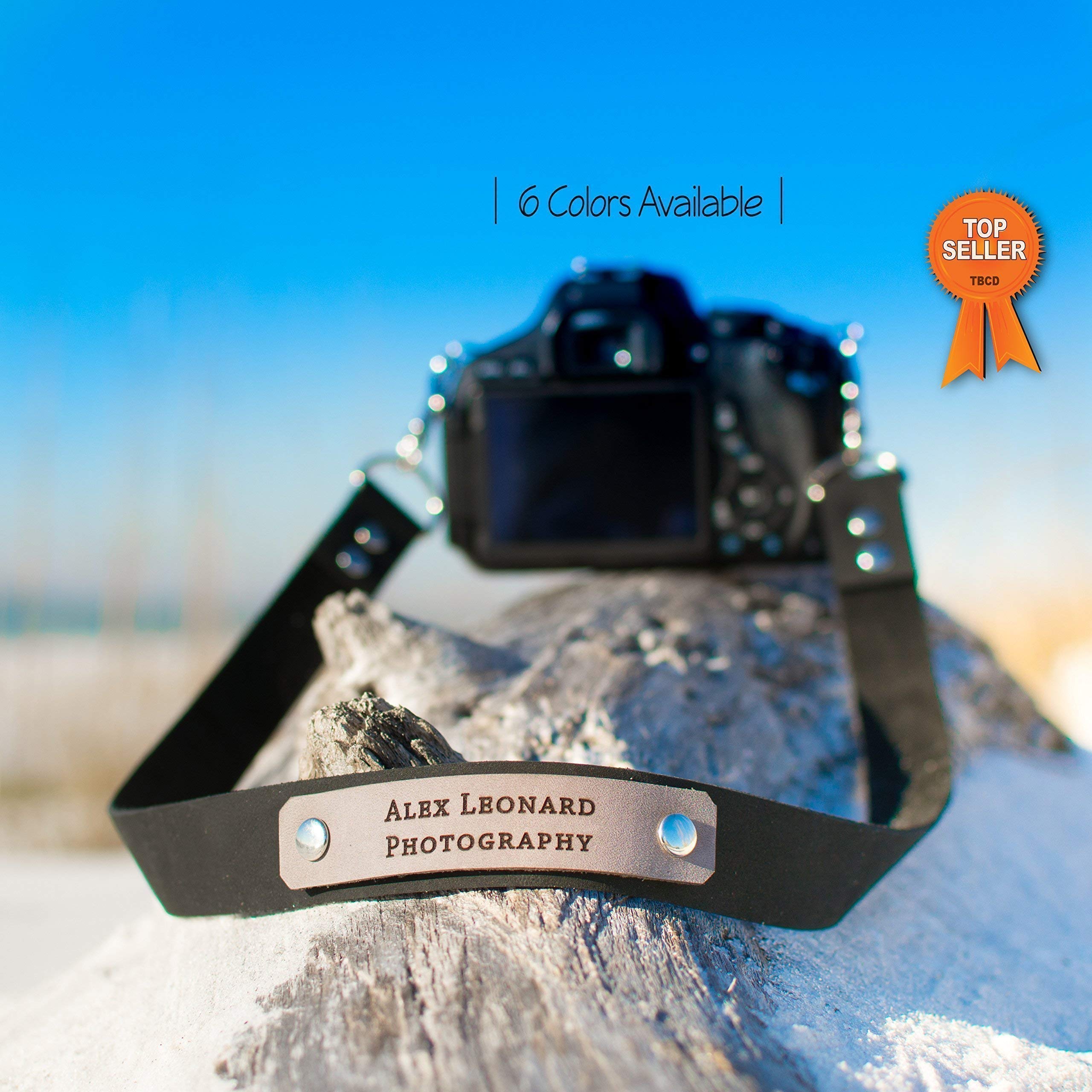 Custom Personalized Leather Camera Strap - Handmade Adjustable Neck Strap for DSLR/Mirrorless Cameras - Perfect Photography Gift & Anniversary Present for Photographers