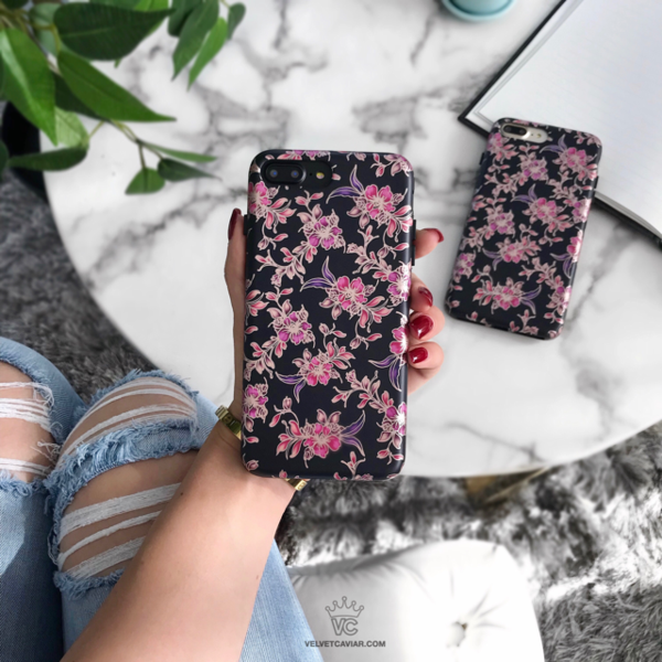 Elegant Midnight Floral Rose Gold Chrome iPhone Case - Stylish Protective Cover for iPhone 13/14/15 Pro Max - Perfect for Everyday Use, Parties & Special Occasions