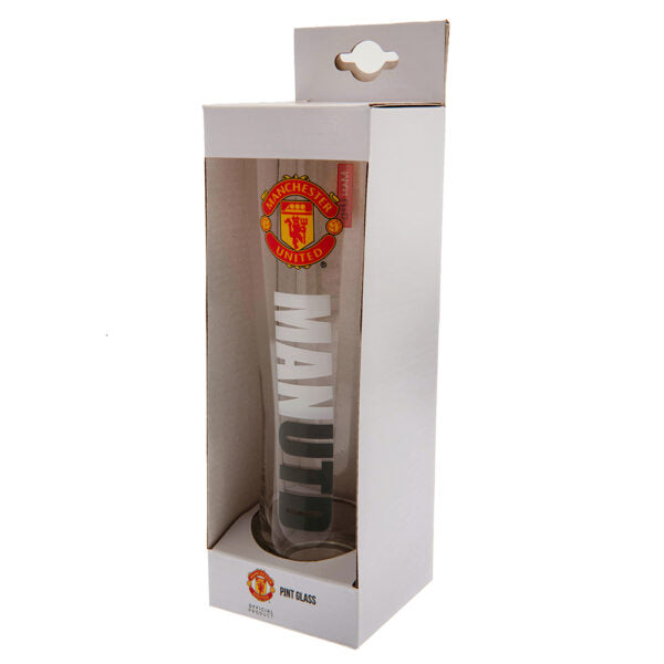 Official Manchester United Tall Beer Glass - 20oz Premium Pint Glass for Soccer Fans - Perfect for Game Day, Parties & Gifts