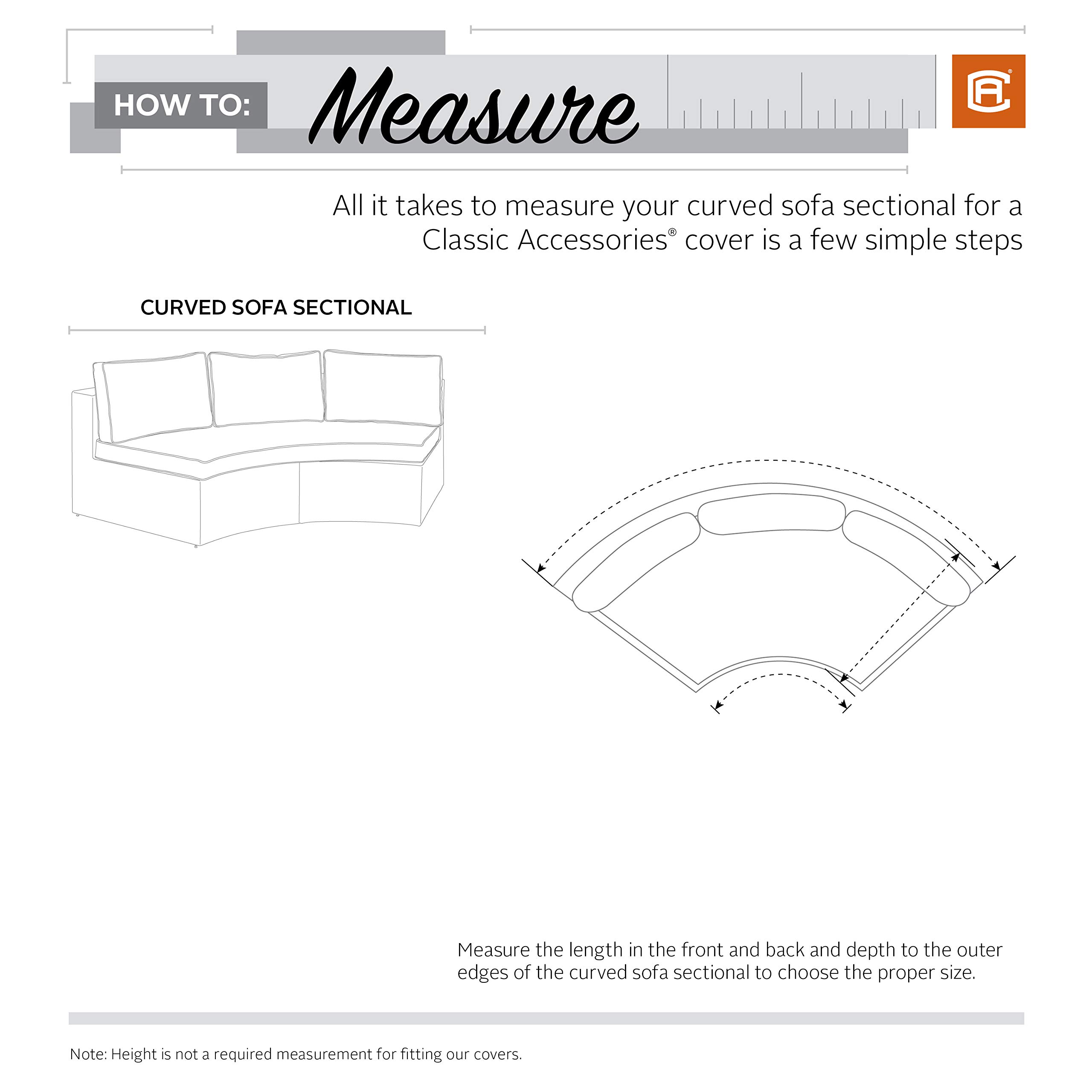 Classic Accessories Veranda 46 Inch Water-Resistant Patio Curved Sofa Sectional Cover - Durable Outdoor Furniture Protection for All Seasons