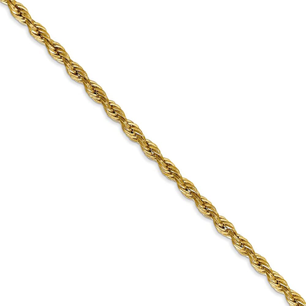 Black Bow Jewelry 3mm 14k Yellow Gold Hollow Rope Chain Necklace for Women - Perfect for Everyday Wear, Gifts & Special Occasions