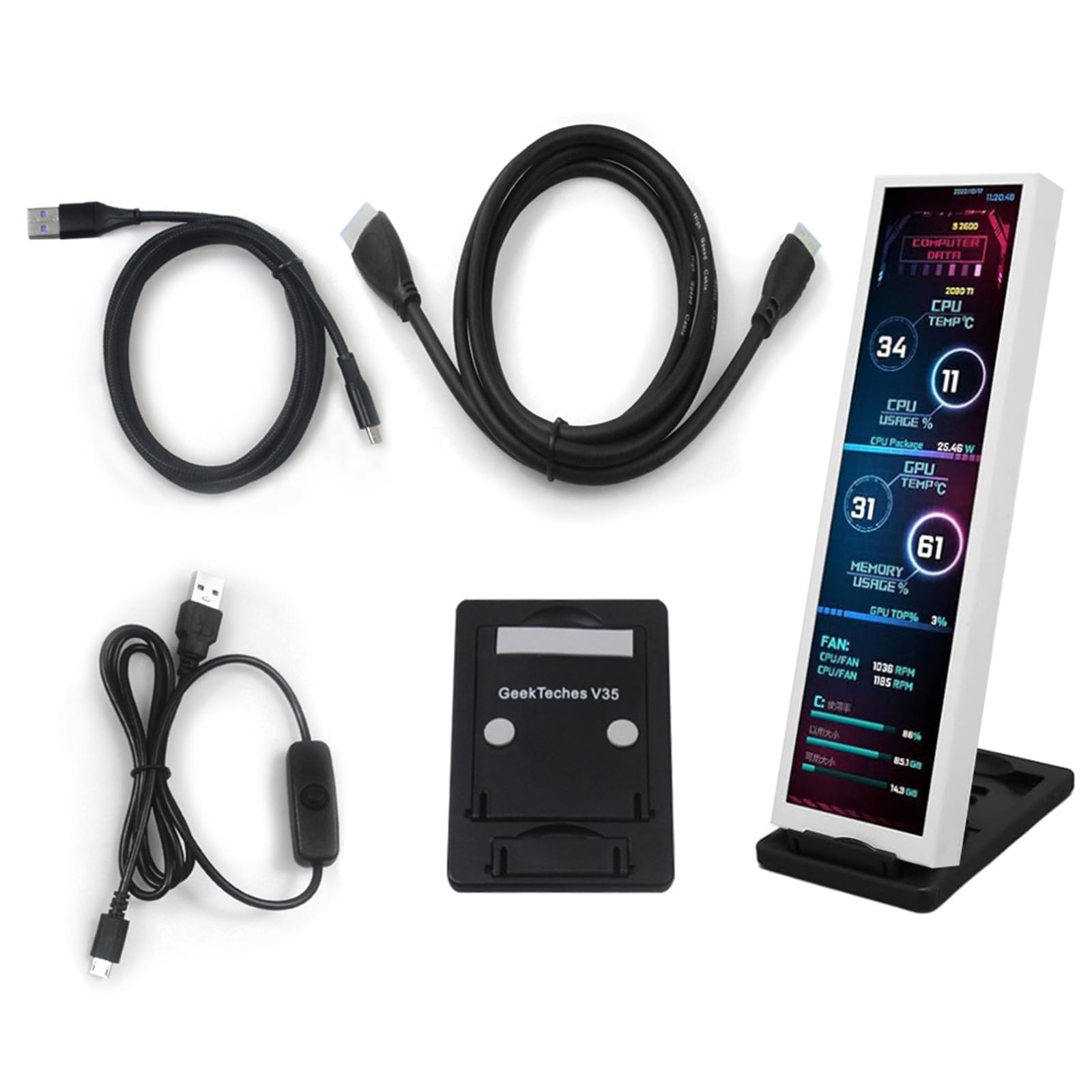 8.8 Inch USB C Portable Monitor for Laptop - Full HD IPS Screen with Clear Display, Built-in Speakers - Perfect for Work, Gaming, and Streaming Entertainment