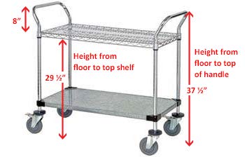 Heavy Duty 2-Tier Chrome Wire Utility Cart - 18